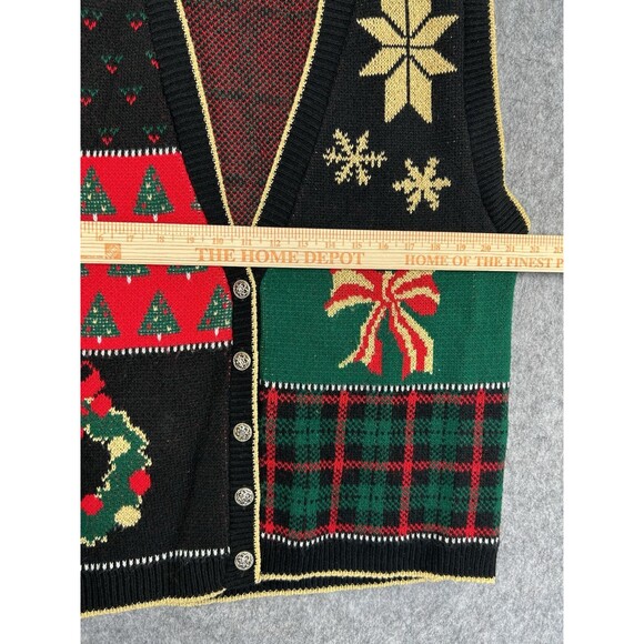 VTG Cricket Lane Christmas Sweater Vest Women's S Plaid Coquette Bow Wreath Tree - Picture 8 of 10